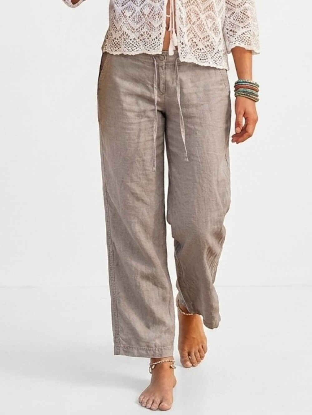 Tommy Bahama Leigh Fit  Linen &Silk Blend Pants Women's 4 Wide Leg Lagenlook